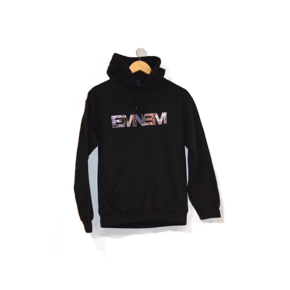 Eminem Graphic Hoodie Black‎ Heavy Blend Sweatshirt Mens Size Small Y2K